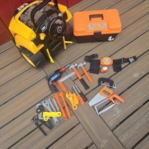CAT truck toy engine klein And Home Depot talking tool box. Mechanic Toys